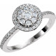Pleasing 14 Karat White Gold 0.50 Carat Total Weight Round  Diamond Halo Style Cluster Engagement Ring