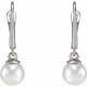 14 Karat White Gold Cultured White Freshwater Pearl Earrings