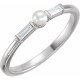 Platinum Cultured Seed Pearl and 0.15 Carat Natural Diamond Ring
