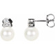 Freshwater Pearl and Diamond Earrings.