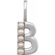 14 Karat White Gold Cultured White Pearl Initial B Charm