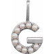 14 Karat White Gold Cultured White Pearl Initial G Charm