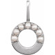 14 Karat White Gold Cultured White Pearl Initial O Charm