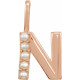 14 Karat Rose Gold Cultured White Pearl Initial N Charm