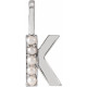 14 Karat White Gold Cultured White Pearl Initial K Charm
