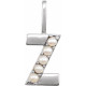 14 Karat White Gold Cultured White Pearl Initial Z Charm