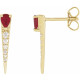 14 Karat Yellow Gold Natural Ruby and 0.13 Carat Natural Diamond Spike Earrings