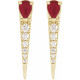 14 Karat Yellow Gold Natural Ruby and 0.13 Carat Natural Diamond Spike Earrings