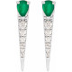 14 Karat White Gold Natural Emerald and 0.13 Carat Natural Diamond Spike Earrings