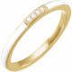 Yellow Gold Ring 14 Karat .03 Carat Natural Diamond and White Enamel Stackable Ring