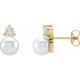 14 Karat Yellow Gold Cultured Freshwater Pearl and 0.50 CT Lab Grown Diamond Earrings