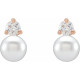 14 Karat Rose Gold Cultured Freshwater Pearl and 0.50 CT Lab Grown Diamond Earrings
