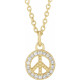 14 Karat Yellow Gold .08 Carat Natural Diamond Peace 16 inch Necklace