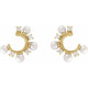 14 Karat Yellow Gold Cultured White Freshwater Pearl and 0.33 Carat Natural Diamond Hoop Earrings
