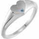 Platinum Natural Aquamarine Heart Signet Ring