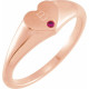 Rose Gold 14 Karat Natural Ruby Heart Signet Ring