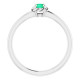 Sterling Silver Natural Emerald Solitaire Rope Ring