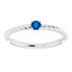 Platinum 3 mm Lab Grown Blue Sapphire Solitaire Rope Ring