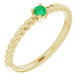 Yellow Gold Ring 14 Karat 3 mm Natural Emerald Solitaire Rope Ring