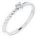 White Gold Ring 14 Karat 3 mm Natural White Sapphire Solitaire Rope Ring
