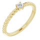 Yellow Gold Ring 14 Karat 3 mm Round Cut Natural White Sapphire Solitaire Rope Ring