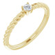 Yellow Gold Ring 14 Karat 3 mm Natural White Sapphire Solitaire Rope Ring
