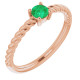 Rose Gold 14 Karat 4 mm Lab Grown Emerald Solitaire Rope Ring