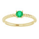 Yellow Gold Ring 14 Karat 4 mm Natural Emerald Solitaire Rope Ring