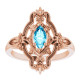 Rose Gold 14 Karat Natural Aquamarine Vintage Inspired Ring