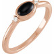 Rose Gold 14 Karat Natural Black Onyx and .03 Carat Natural Diamond Ring