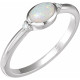 White Gold Ring 14 Karat Natural White Ethiopian Fire Opal and .03 Carat Natural Diamond Ring.