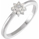 Platinum 0.17 Carat Rose Cut Natural Diamond and Faceted Natural Diamond Halo Style Ring