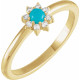 Yellow Gold Ring 14 Karat Natural Turquoise and .07 Carat Natural Diamond Halo Style Ring