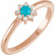 Rose Gold 14 Karat Natural Turquoise and .07 Carat Natural Diamond Halo Style Ring