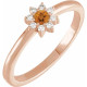 Rose Gold 14 Karat Natural Citrine and .07 Carat Natural Diamond Halo Style Ring