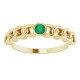 Yellow Gold Ring 14 Karat Natural Emerald Curb Chain Ring