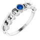 White Gold Ring 14 Karat Natural Blue Sapphire Curb Chain Ring