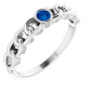 Sterling Silver Natural Blue Sapphire Curb Chain Ring