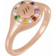Rose Gold 14 Karat Natural Multi-Gemstone and 0.10 Carat Natural Diamond Halo Style Signet Ring