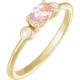 Yellow Gold Ring 14 Karat 6x4 mm Natural Pink Morganite and Natural White Fire Opal Ring