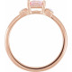 Rose Gold 14 Karat 6x4 mm Natural Pink Morganite and Natural White Fire Opal Ring