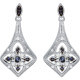 Sterling Silver Blue Sapphire and .125 Carat Diamond Earrings