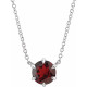 Red Garnet Necklace in Platinum Mozambique Garnet Solitaire 18 inch Necklace .