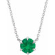 Emerald Necklace in Platinum Emerald Solitaire 18 inch Necklace .