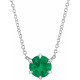 Emerald Necklace in Sterling Silver Emerald Solitaire 16 inch Necklace .