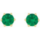 14 Karat Yellow Gold 4 mm Natural Emerald and .03 Carat Natural Diamond Crown Earrings