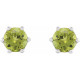 14 Karat White Gold 4 mm Natural Peridot and .03 Carat Natural Diamond Crown Earrings