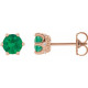 14 Karat Rose Gold 4 mm Natural Emerald and .03 Carat Natural Diamond Crown Earrings