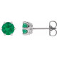 Platinum 4 mm Natural Emerald and .03 Carat Natural Diamond Crown Earrings