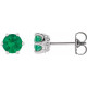 Sterling Silver 4 mm Natural Emerald and .03 Carat Natural Diamond Crown Earrings